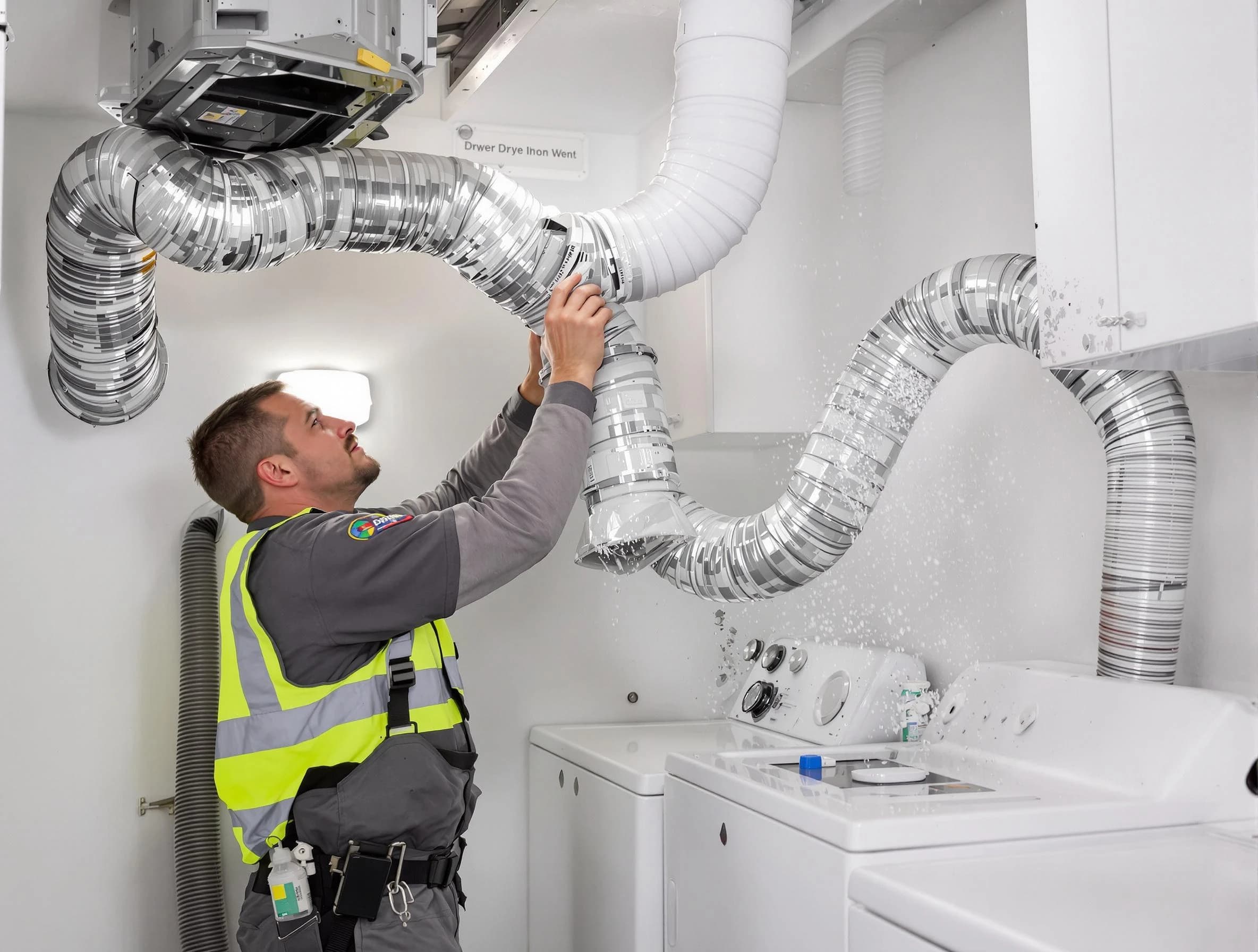 Thompson's Station Dryer Vent Cleaning technician performing detailed dryer exhaust vent cleaning at a home in Thompson's Station