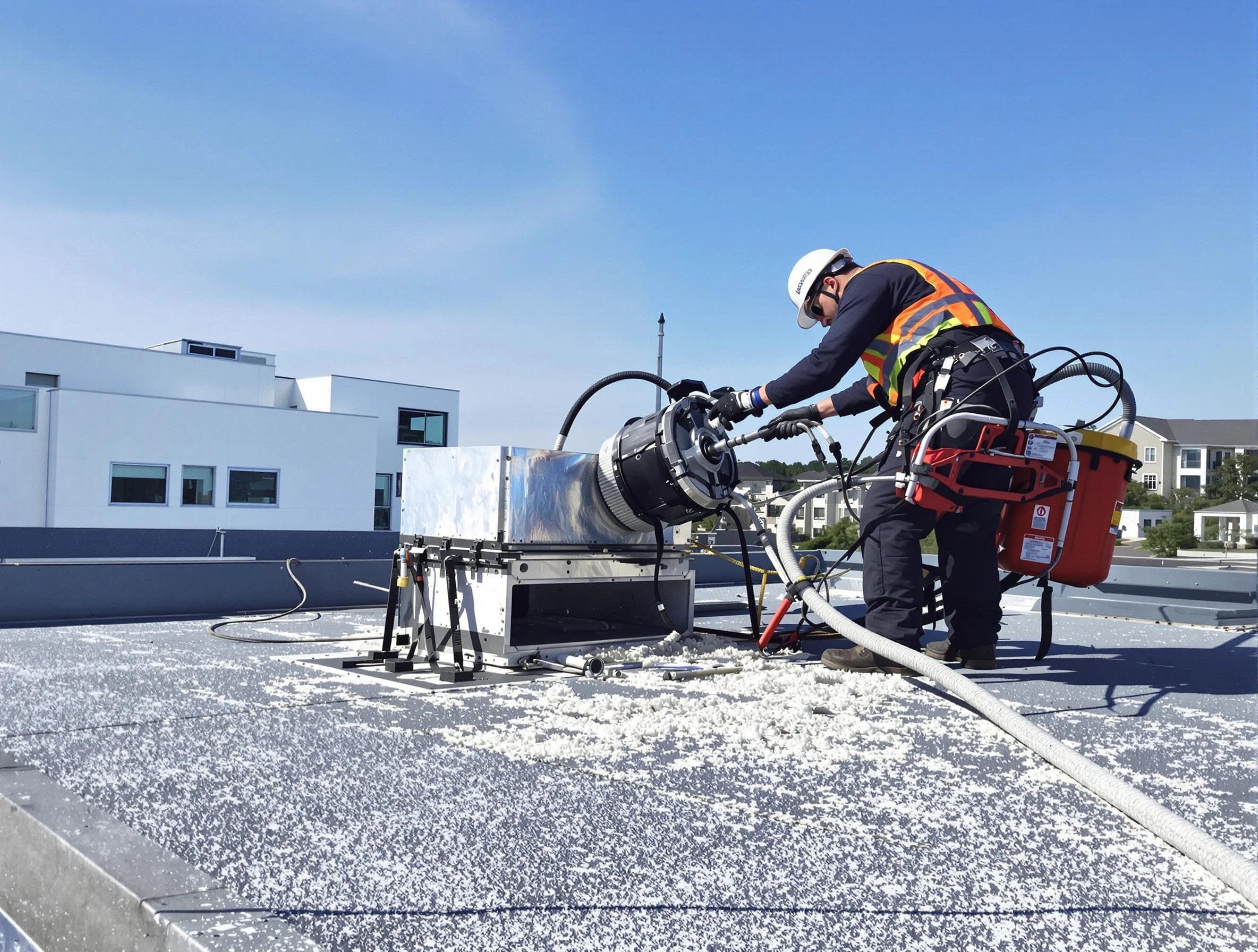 Cleaning Dryer Vent On Roof in Thompson's Station