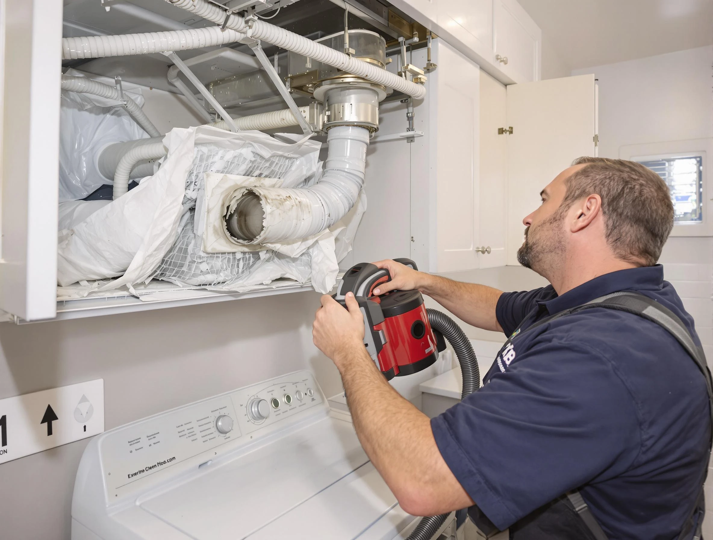 Thompson's Station Dryer Vent Cleaning technician performing professional exhaust vent cleaning at a residential property in Thompson's Station