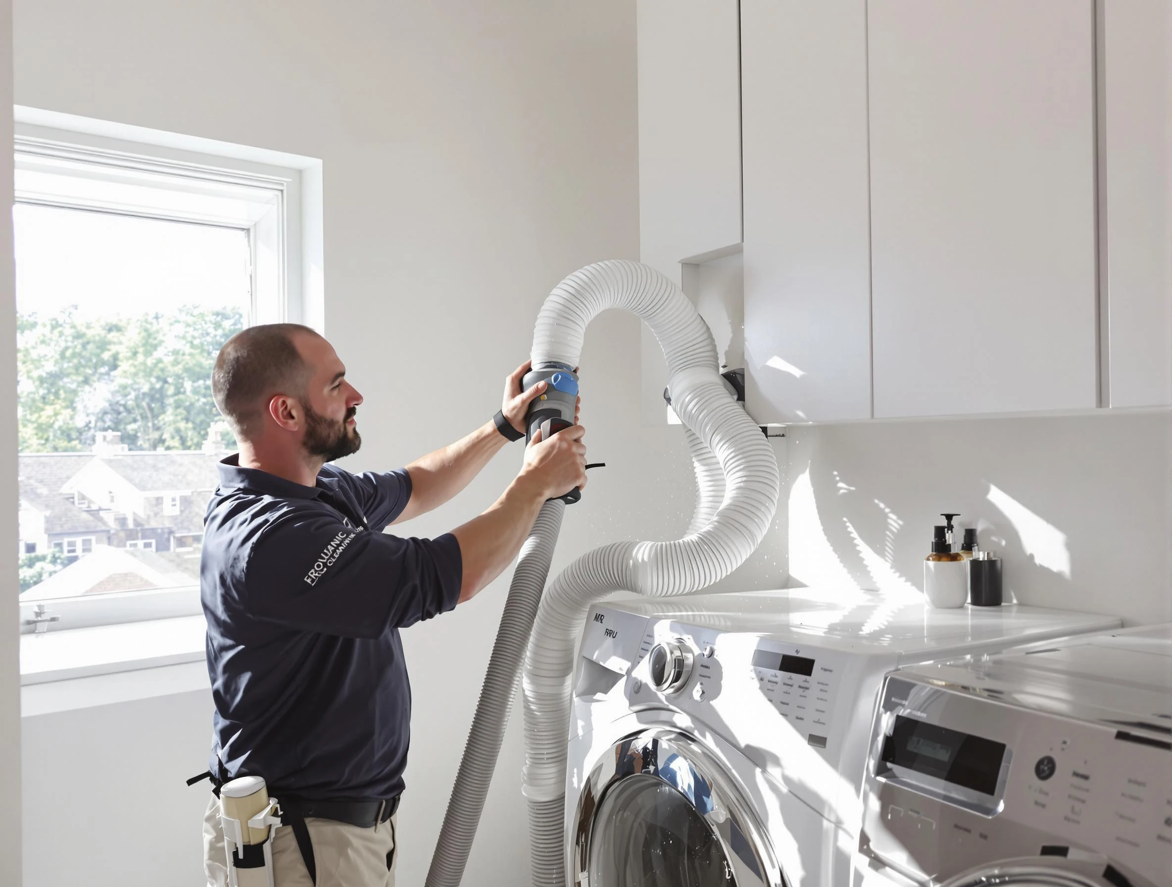 Certified Thompson's Station Dryer Vent Cleaning technician performing dryer vent cleaning in Thompson's Station